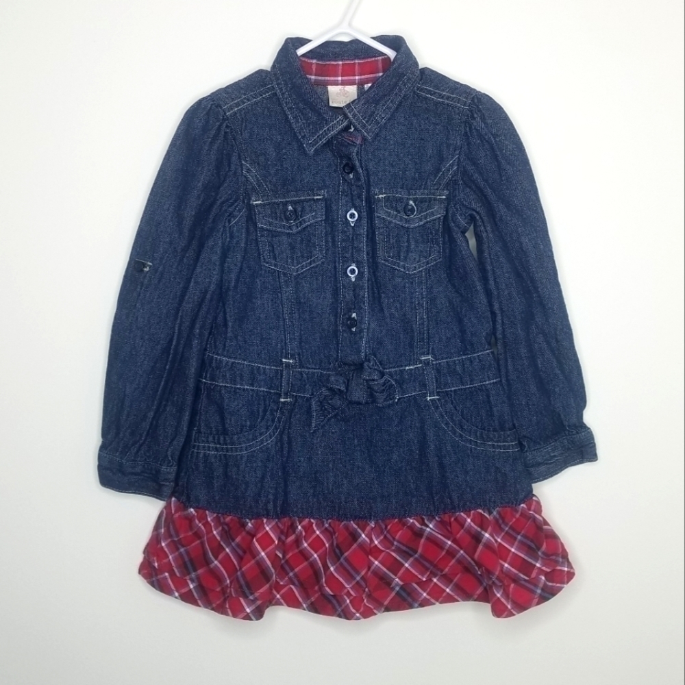 Route 66 Denim Jean Plaid Dress 3T